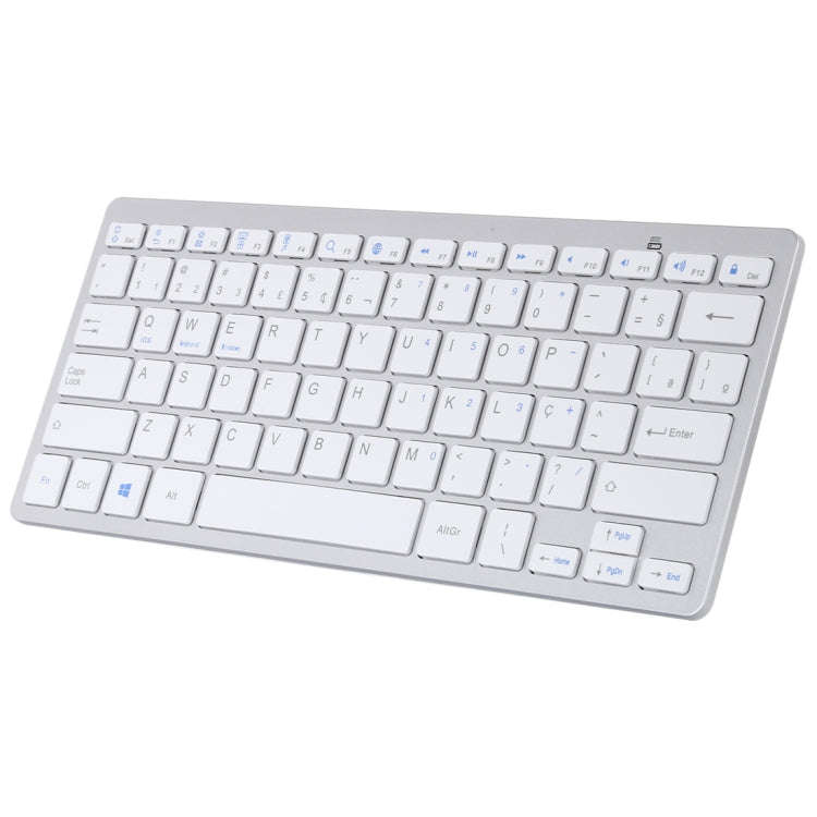WB-8022 Ultra-thin Wireless Bluetooth Keyboard, Portuguese Keys(Silver)