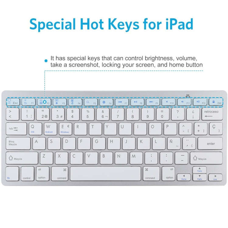 WB-8022 Ultra-thin Wireless Bluetooth Keyboard for iPad, Samsung, Huawei, Xiaomi, Tablet PCs or S...