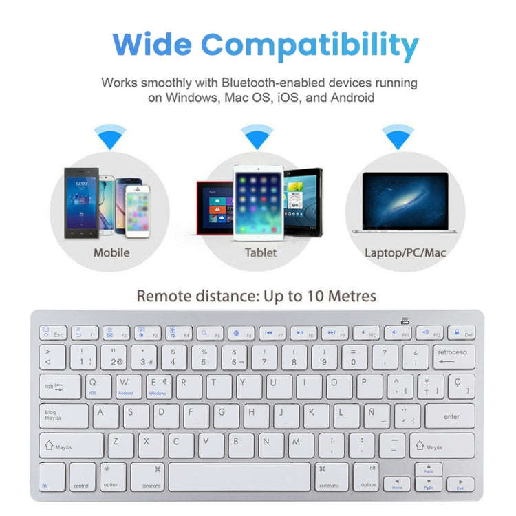 WB-8022 Ultra-thin Wireless Bluetooth Keyboard for iPad, Samsung, Huawei, Xiaomi, Tablet PCs or S...