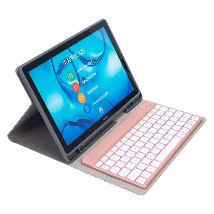 HW108A Detachable Magnetic Colorful Backlight Plastic Bluetooth Keyboard + Silk Pattern TPU Table...