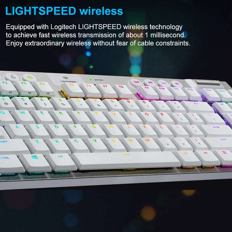 Logitech G913 TKL Wireless RGB Mechanical Gaming Keyboard (GL-Tactile)(White)