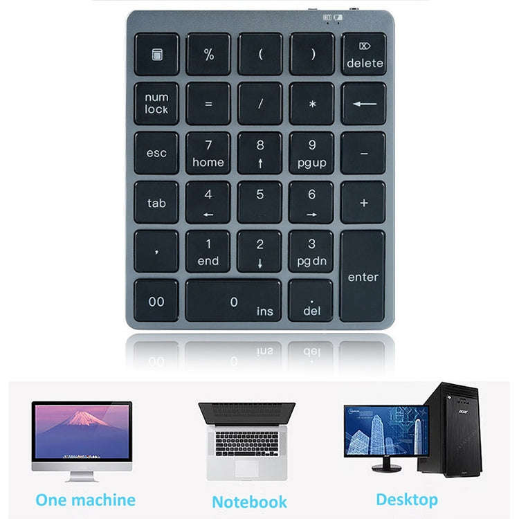 N970 Pro Dual Modes Aluminum Alloy Rechargeable Wireless Bluetooth Numeric Keyboard with USB HUB ...