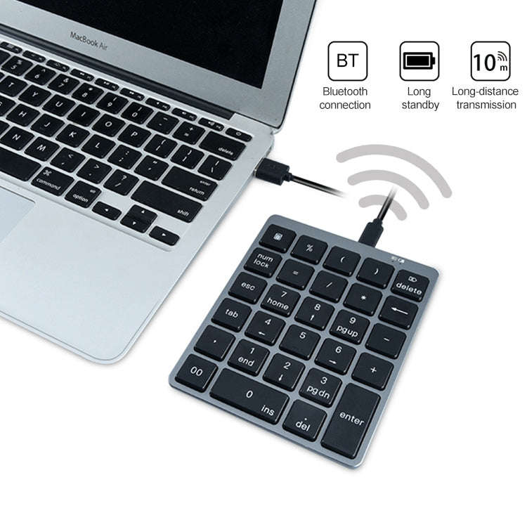 N970 Pro Dual Modes Aluminum Alloy Rechargeable Wireless Bluetooth Numeric Keyboard with USB HUB ...