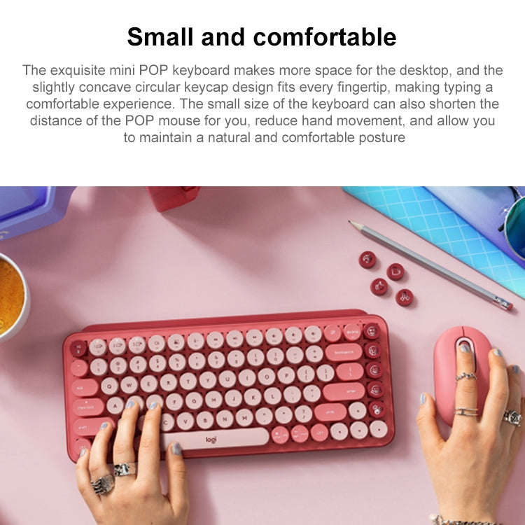 Logitech POP KEYS Round Button Bluetooth Mechanical Keyboard (Pink)