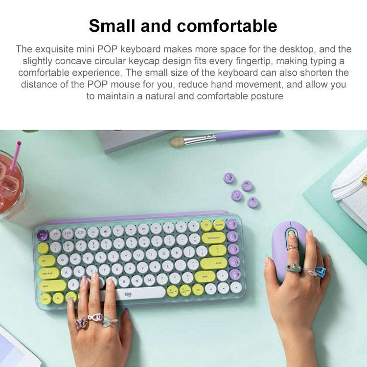 Logitech POP KEYS Round Button Bluetooth Mechanical Keyboard (Purple)