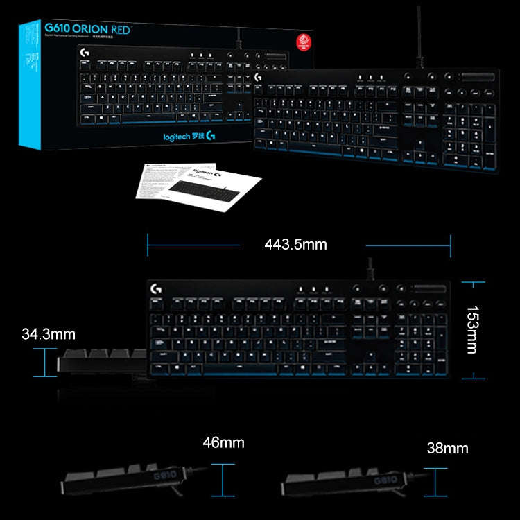 Logitech G610 Wired Gaming Mechanical Keyboard USB RGB Backlit Red Axis