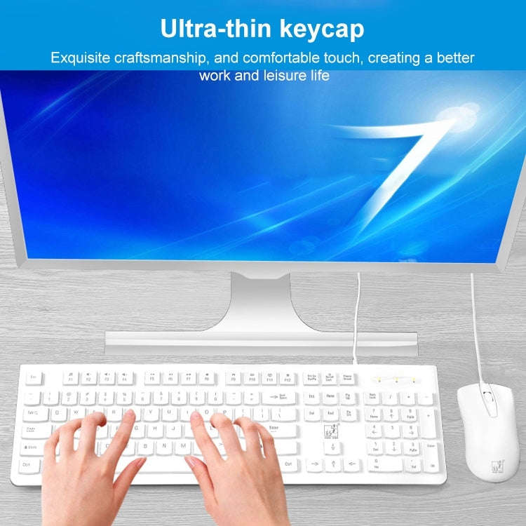 ZGB S500 Square Keycap Wired Keyboard + Mouse Set (White)