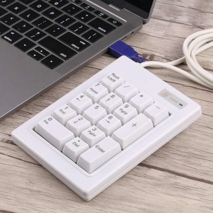 DX-17A 17-keys USB Wired Mechanical Black Shaft Mini Numeric Keyboard(White)