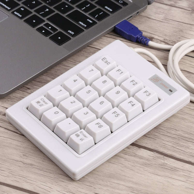 DX-20A 20-keys USB Wired Mechanical Black Shaft Mini Numeric Keyboard (White)