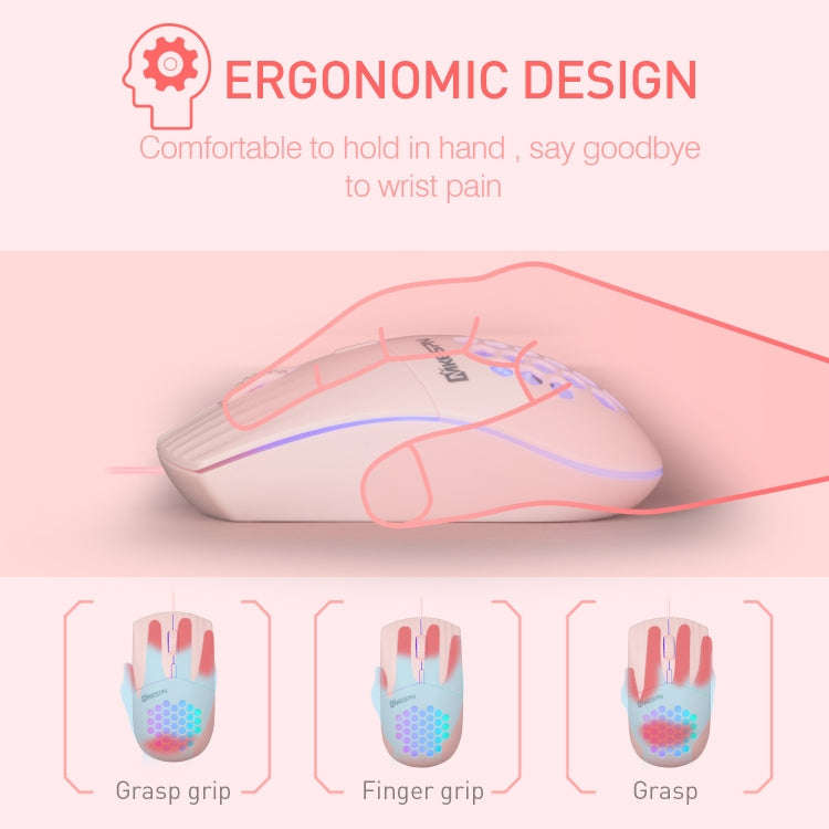 MKESPN SXS-838 Type-C Interface RGB Hollow Wired Mouse(Pink)