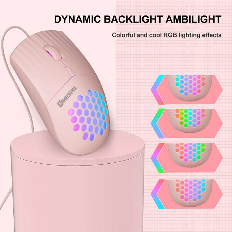 MKESPN SXS-838 Type-C Interface RGB Hollow Wired Mouse(Pink)