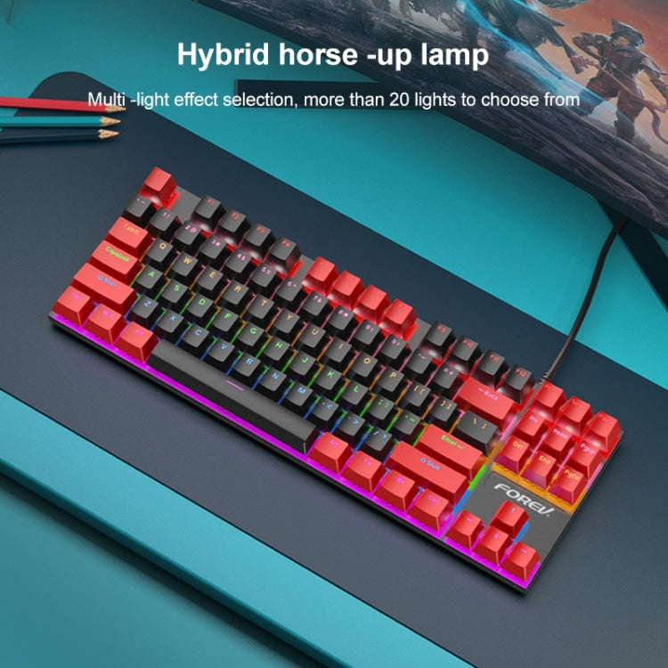 FOREV FV-301 87-keys Blue Axis Mechanical Gaming Keyboard, Cable Length: 1.6m(White + Green)