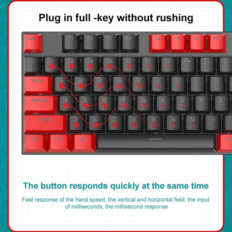 FOREV FV-301 87-keys Blue Axis Mechanical Gaming Keyboard, Cable Length: 1.6m(Yellow + White)