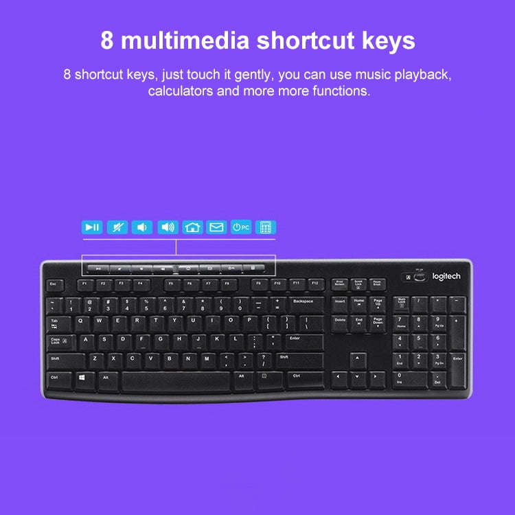 Logitech K270 Single Wireless Ultra-thin Silent Keyboard (Black)