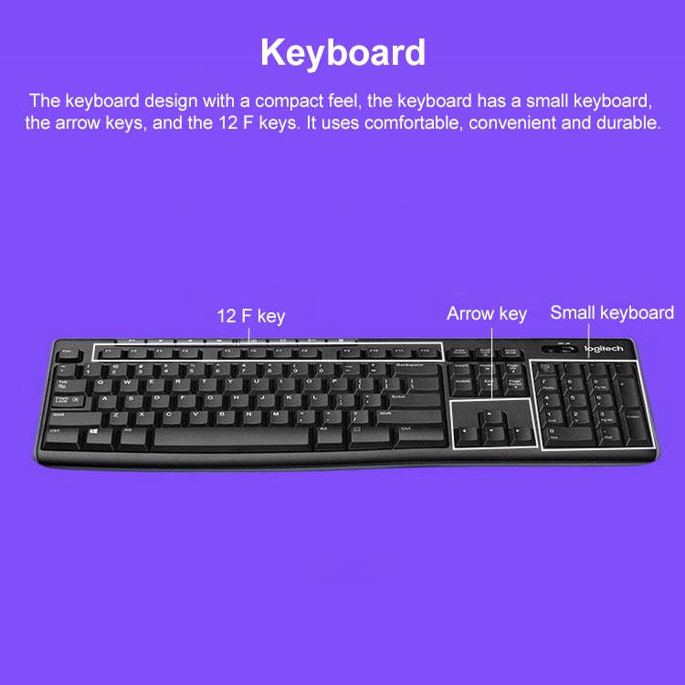 Logitech K270 Single Wireless Ultra-thin Silent Keyboard (Black)