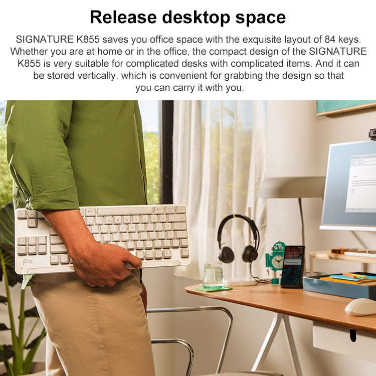 Logitech K855 Wireless Bluetooth Dual Mode Silent Mechanical Keyboard (White)