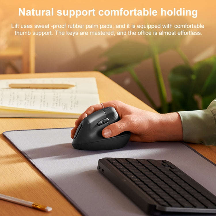 Logitech Lift Vertical 1000DPI 2.4GHz Ergonomic Wireless Bluetooth Dual Mode Mouse (White)