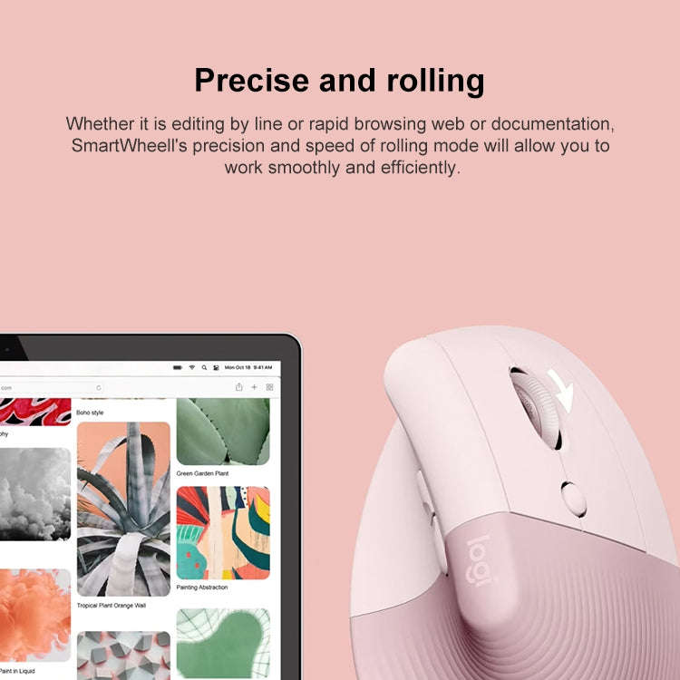 Logitech Lift Vertical 1000DPI 2.4GHz Ergonomic Wireless Bluetooth Dual Mode Mouse (Pink)