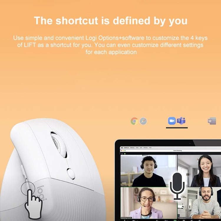Logitech Lift Vertical 1000DPI 2.4GHz Ergonomic Wireless Bluetooth Dual Mode Mouse (White)
