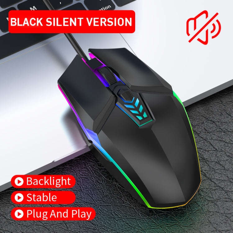 S700 Colorful Light USB Wired Office Gaming Mouse (Black)