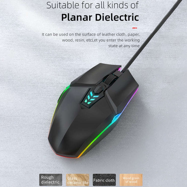 S700 Colorful Light USB Wired Office Gaming Mouse (Black)