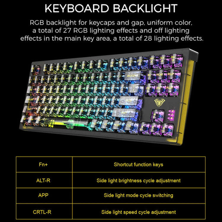 AULA F2183 RGB Wireless Bluetooth Keyboard(White)