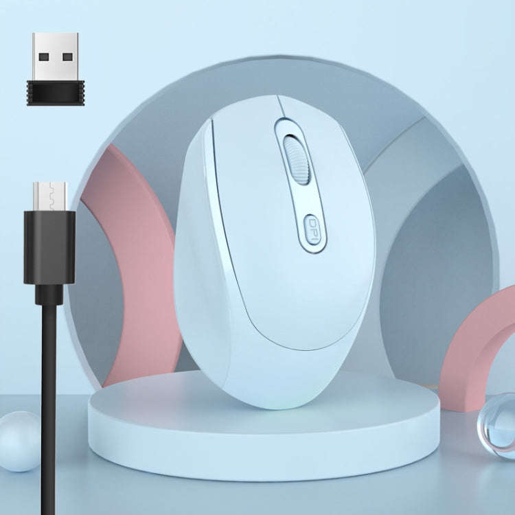 M107 4-buttons 1600 DPI Dual Mode 2.4GHz + Bluetooth 5.1 Wireless Rechargeable Mouse (Blue)
