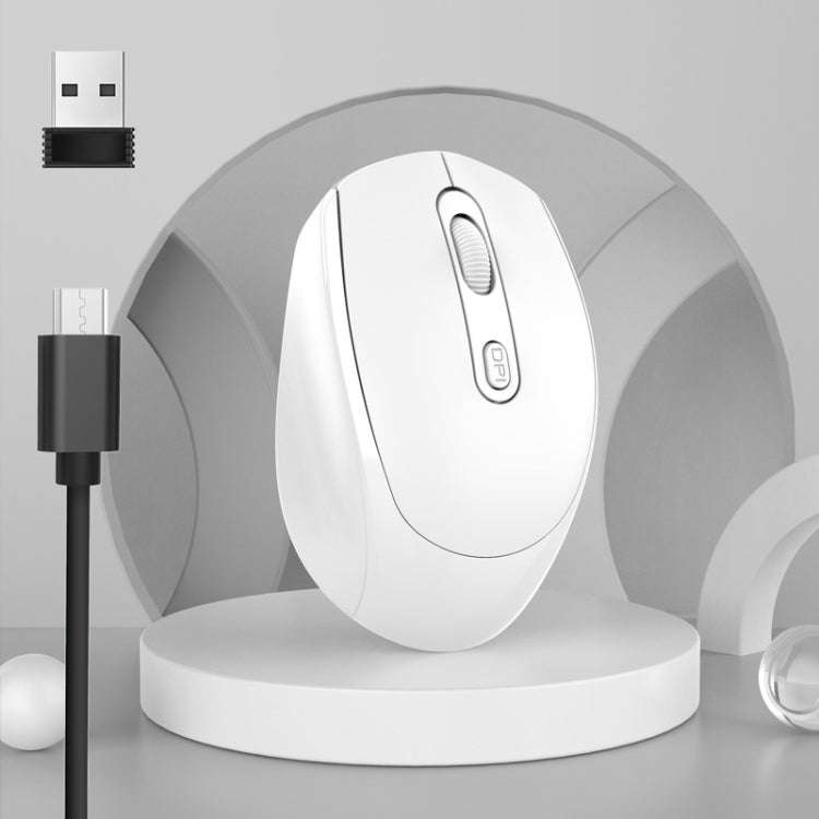 M107 4-buttons 1600 DPI Dual Mode 2.4GHz + Bluetooth 5.1 Wireless Rechargeable Mouse (White)