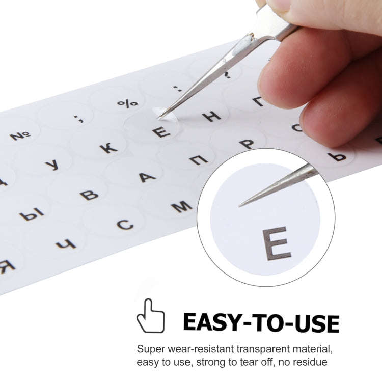 2pcs Round Transparent Keyboard Stickers Russian Key Protector (Black)