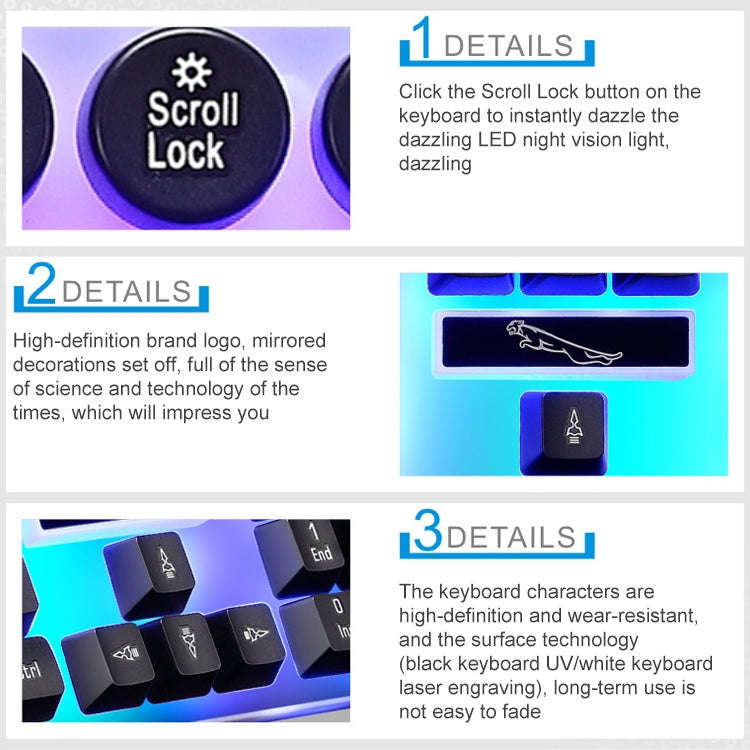 ZGB G21 Luminous Wired Keyboard + Mouse Set (White)