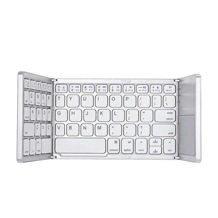 B033 Rechargeable 3-Folding 64 Keys Bluetooth Wireless Keyboard with Touchpad(Silver)