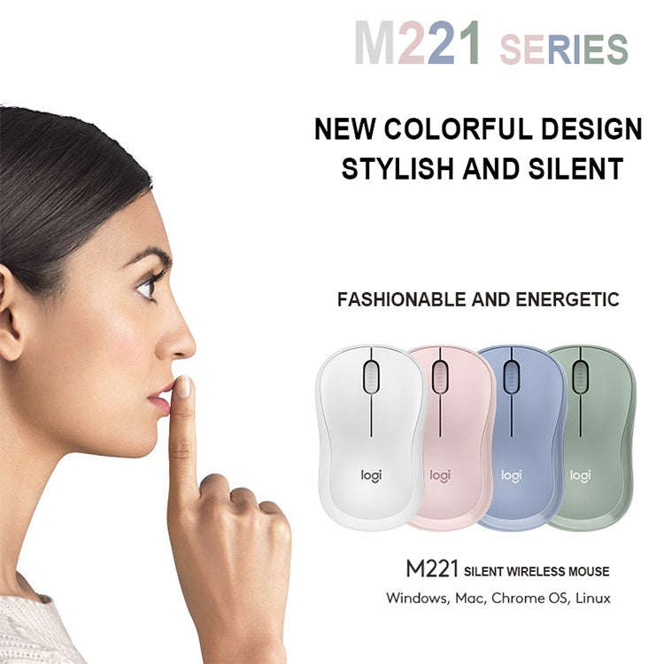 Logitech M221 Fashion Silent Wireless Mouse(White)