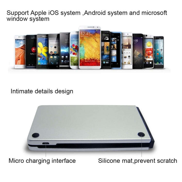 F66 Foldable Bluetooth Wireless 66 Keys Keyboard, Support Android / Windows / iOS (Silver)