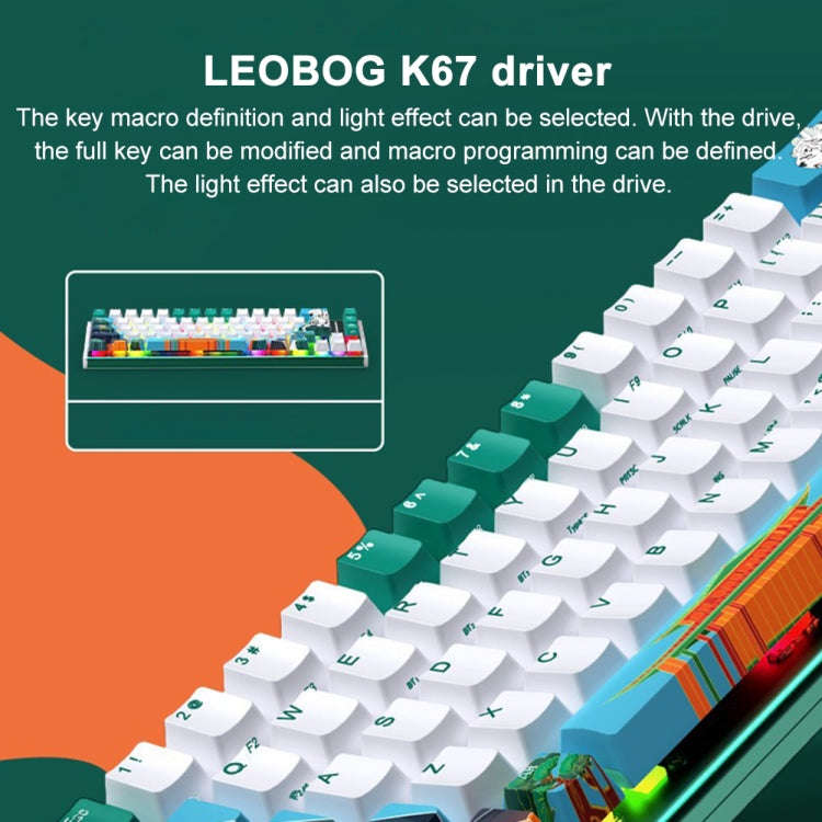 LEOBOG K67 2.4G Bluetooth Wireless RGB Three Mode Customized Mechanical Keyboard, Ice Crystal Swi...