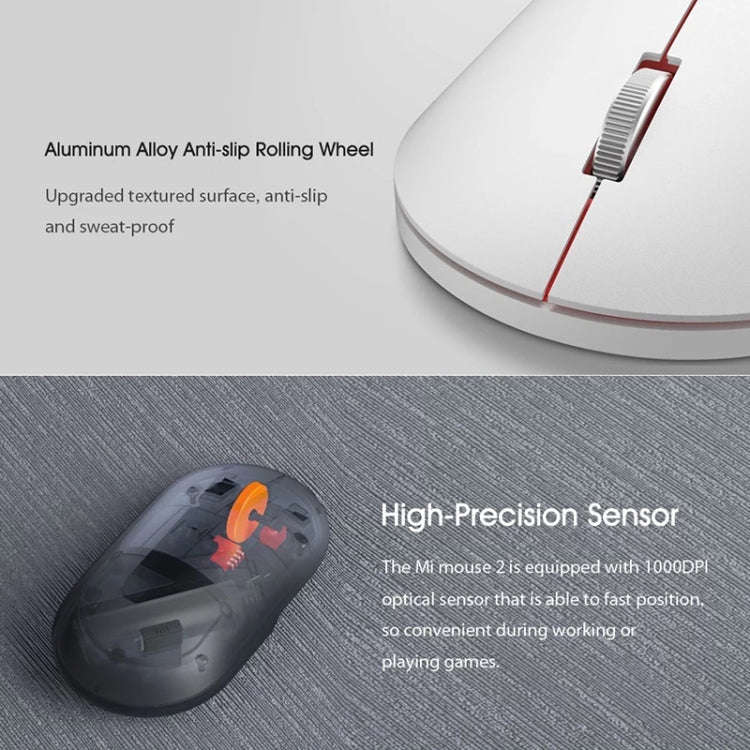 Original Xiaomi 2.4GHz 125HZ 1000DPI Rechargeable Ultra-thin Computer Mouse 2(White)