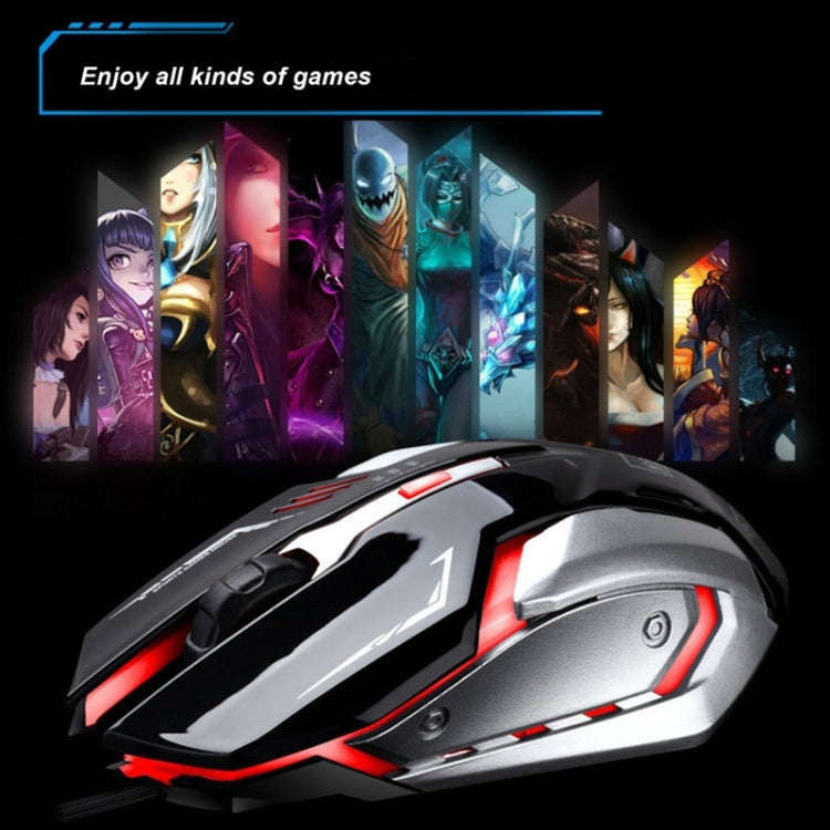 Chasing Leopard K1 USB 1600DPI Three-speed Adjustable LED Backlight Mute Wired Optical Gaming Mou...