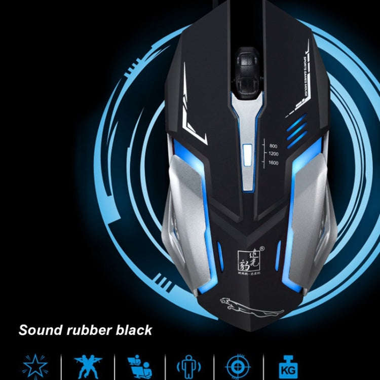 Chasing Leopard K1 USB 1600DPI Three-speed Adjustable LED Backlight Mute Wired Optical Gaming Mou...