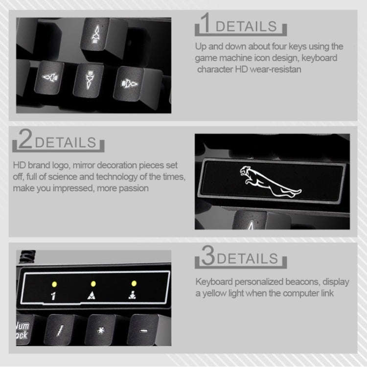 Chasing Leopard Q17 104 Keys USB Wired Suspension Gaming Office Keyboard + Wired Symmetrical Mous...