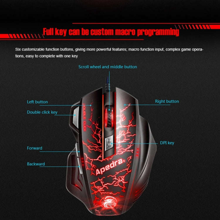 Apedra iMICE A7 High Precision Gaming Mouse LED four color controlled breathing light USB 7 Butto...