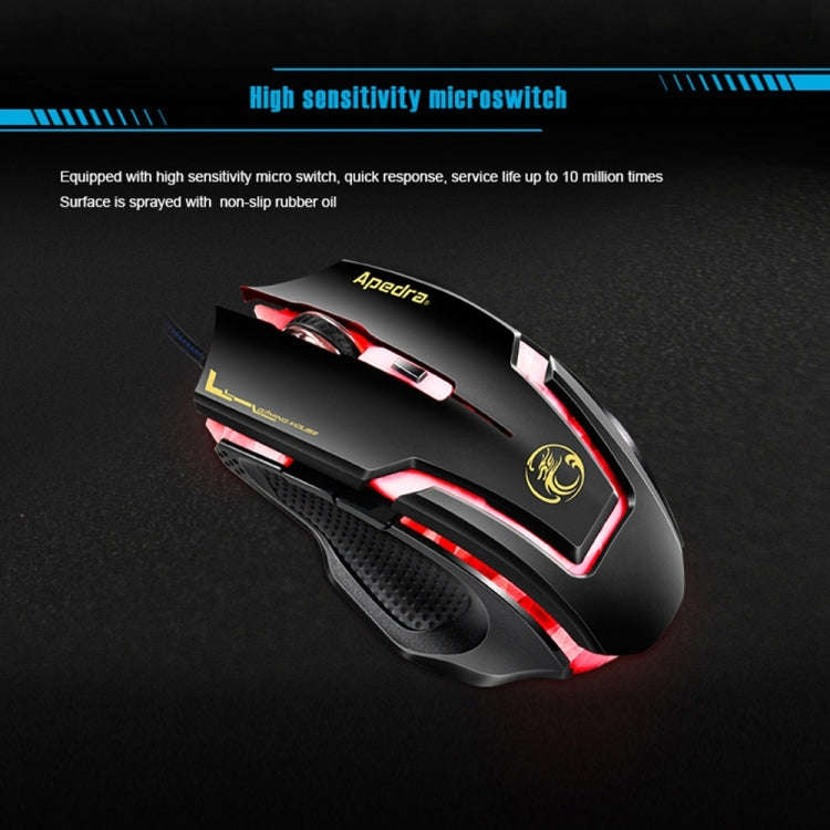 Apedra iMICE A9 High Precision Gaming Mouse LED four color controlled breathing light USB 6 Butto...