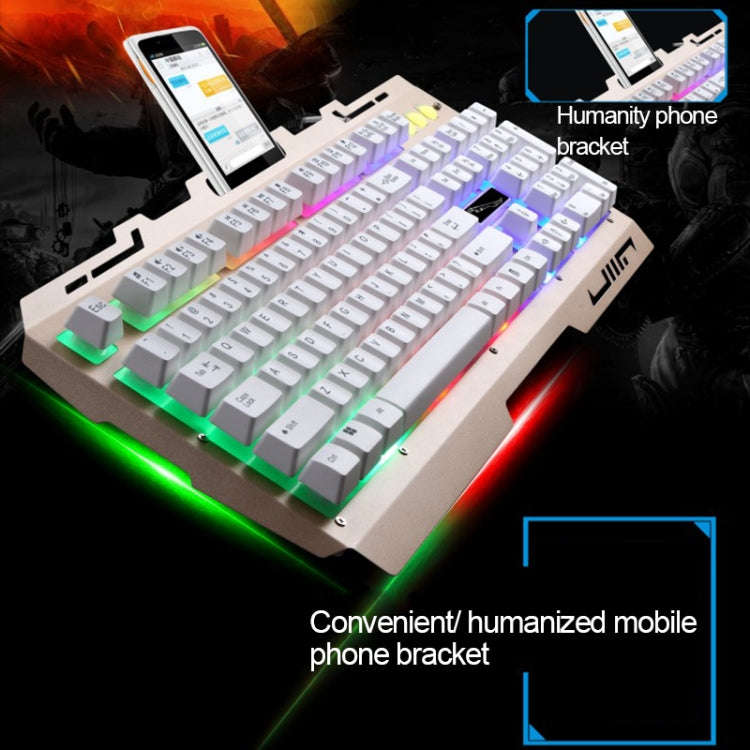 ZGB G700 104 Keys USB Wired Mechanical Feel Glowing Metal Panel Suspension Gaming Keyboard with P...