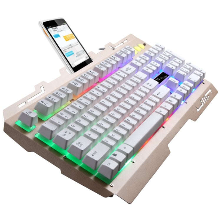 ZGB G700 104 Keys USB Wired Mechanical Feel Glowing Metal Panel Suspension Gaming Keyboard with P...