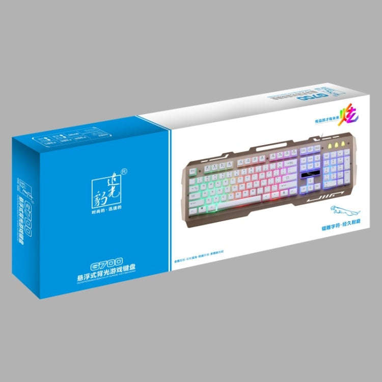ZGB G700 104 Keys USB Wired Mechanical Feel Glowing Metal Panel Suspension Gaming Keyboard with P...