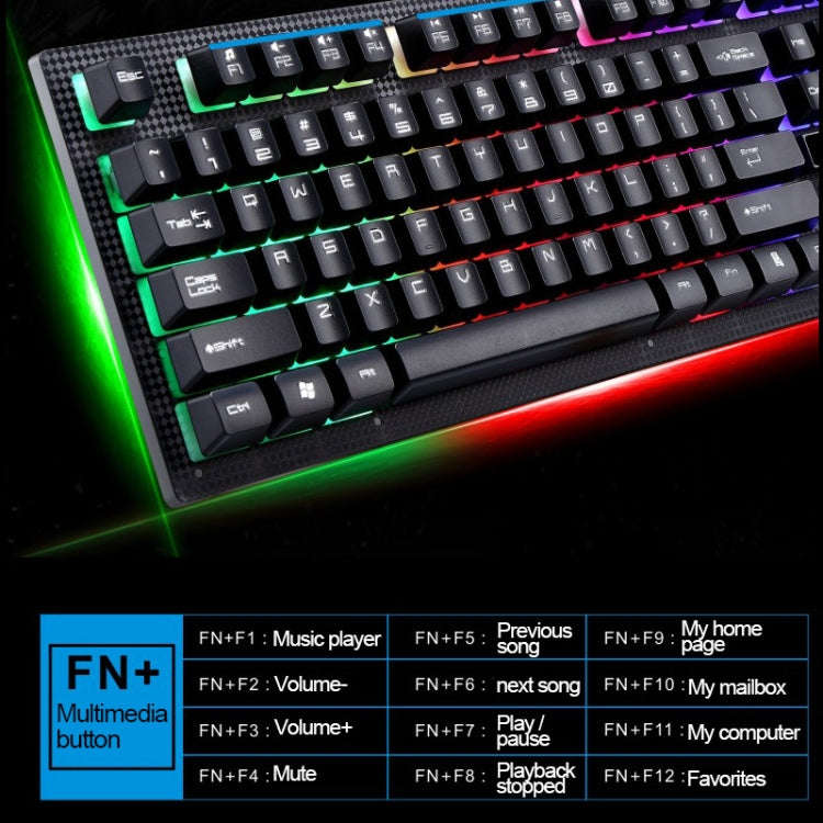 ZGB G20 1600 DPI Professional Wired Glowing Mechanical Feel Suspension Keyboard + Optical Mouse K...