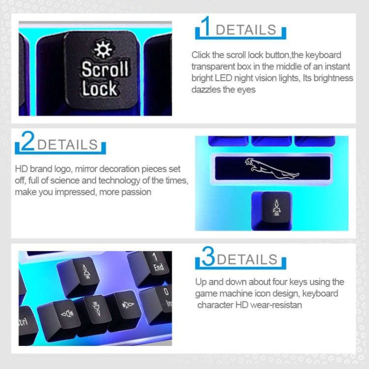 ZGB G21 1600 DPI Professional Wired Colorful Backlight Mechanical Feel Suspension Keyboard + Opti...