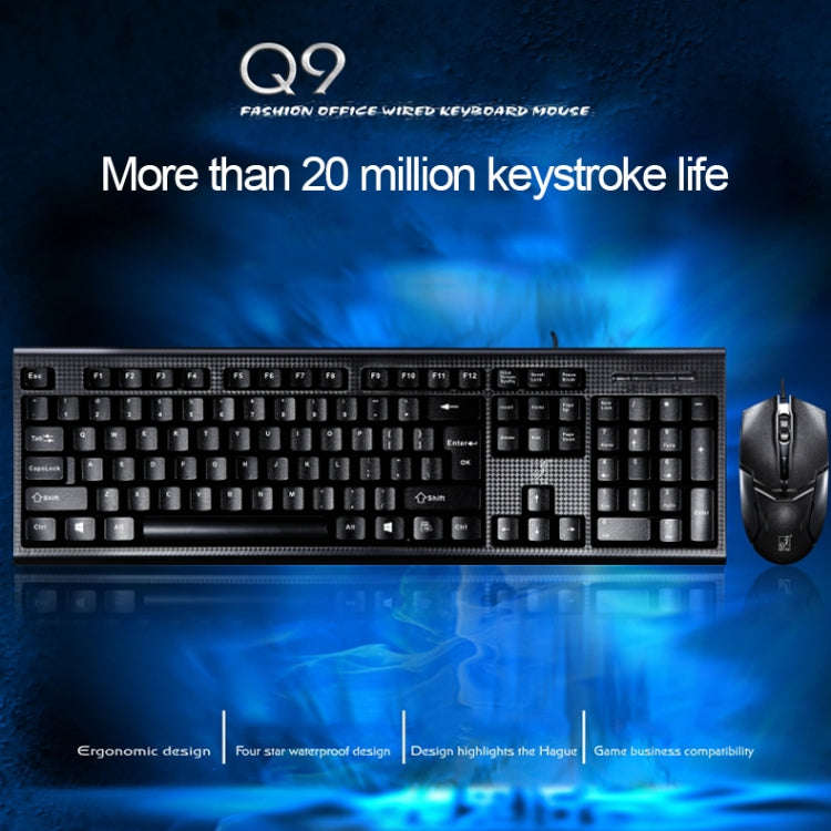 Chasing Leopard Q9 1600 DPI Professional Wired Grid Texture Gaming Office Keyboard + Optical Mous...