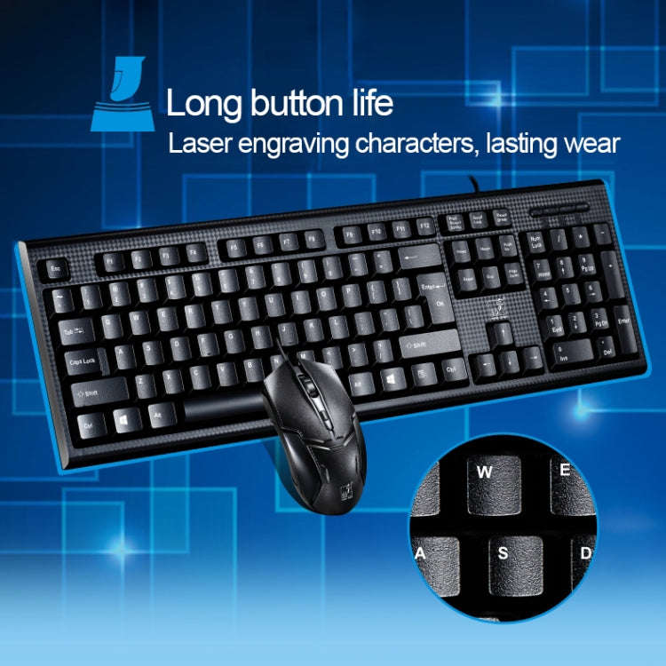 Chasing Leopard Q9 1600 DPI Professional Wired Grid Texture Gaming Office Keyboard + Optical Mous...