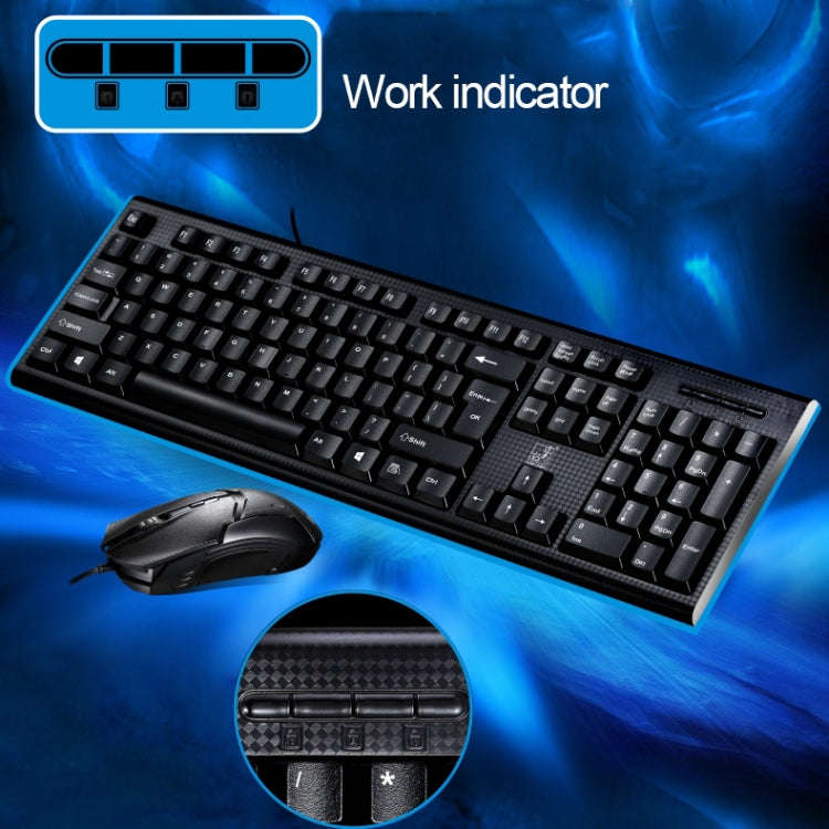 Chasing Leopard Q9 1600 DPI Professional Wired Grid Texture Gaming Office Keyboard + Optical Mous...