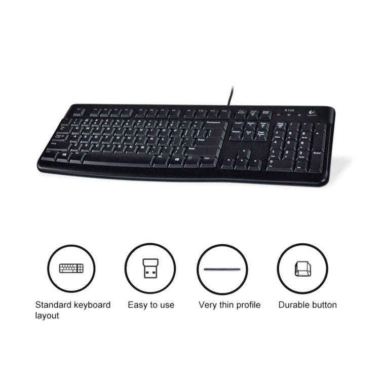 Logitech K120 USB Waterproof Splash Wired Keyboard for Desktop Computers / Laptops(Black)