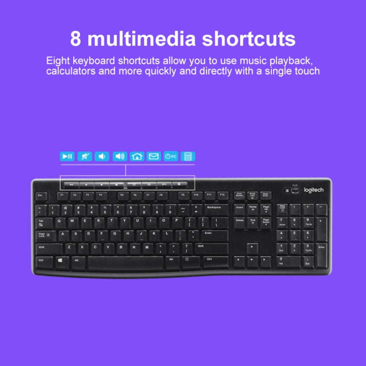 Logitech MK270 2.4GHz Wireless Keyboard + Mouse Set(Black)